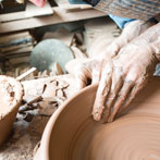 Clive Bowen in his pottery 2016